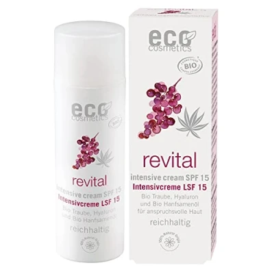 Abbildung von ECO revital Intensivcreme LSF 15 50 ml mit Bio Traubenkernextrakt, Hyaluron und Hanfsamenöl Cosmos Organic