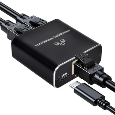 Abbildung von LAN Splitter 1 auf 2 1000Mbps Ethernet Splitter, Switch Port, Netzwerk Switches, Gigabit Switch, mit Type C für Computer Hub Router Set Top Box Digital TV