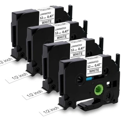 Abbildung von MarkField TZe 231 12mm Weiß Schriftband Kompatibel mit Brother P Touch Bänder TZ TZe231 für Beschriftungsgerät PT H100lb H105 H107 H110 Cube D210/vp D410 1000, 4 Pack Schwarz auf
