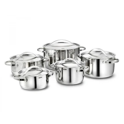 Abbildung von Kopf Topf Set Kochtopfset Stilo, Edelstahl (5 tlg), inkl. 5 Edelstahldeckel, Induktion