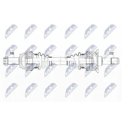 Abbildung von NTY NPW BM 160 Antriebswelle Hinterachse rechts 815 Automatikgetriebe mit Mutter BMW: 5 Limousine, Touring, 6 Gran Coupe