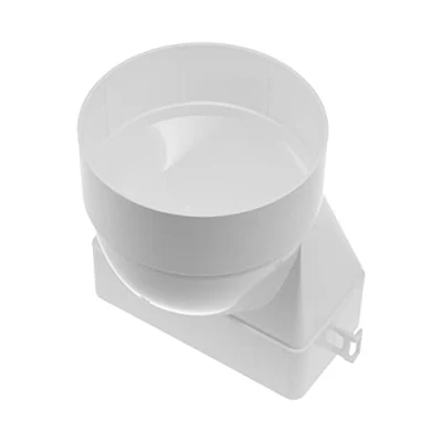 Abbildung von Vent Systems 110 x 55 mm rechteckiger flacher bis Ø100 runder Kanalverbinder kurzer horizontaler Rohreinlass, Auslasskupplung Heizung Kühlung, Lüftungsanschluss HVAC System Kanaladapter