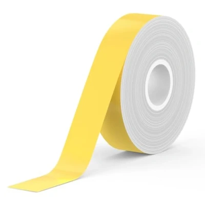 Abbildung von SUPVAN Thermo Etikettenband, E10/16 Etiketten Papier, Endlos Etikettenband 15 mm x 6 m, wasserfeste geeignet für Haus, Büro, Schule (Gelb)