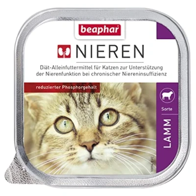 Abbildung von beaphar Nierendiät Für Katzen Diätfutter Reduzierter Phosphorgehalt Mit Wertvollem Lachsöl Zur Unterstützung Der Nierenfunktion Schonkost Feinschmecker 1x 100 g Lamm