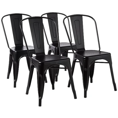 Abbildung von Amazon Basics Esszimmerstühle aus Metall, 4 Stück im Set, 51 x 43 85 cm, Schwarz