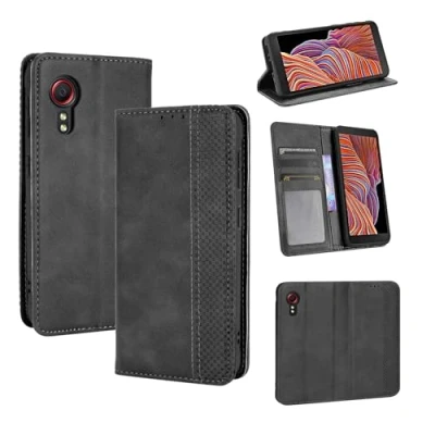Abbildung von J&amp;D PU Leder Geldbörsen Hülle Kompatibel für Samsung Galaxy Xcover 5 Magnetische Flip Folio Stand mit Stoßfestem TPU Innenfutter und Integrierter Multi View