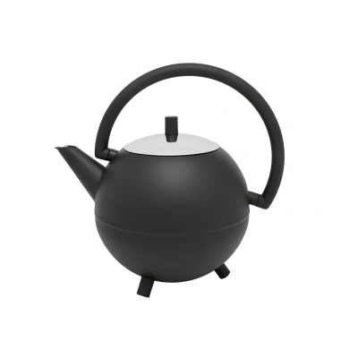 Abbildung von Bredemeijer große schwarz Matte runde Edelstahl Teekanne 1.2 Liter