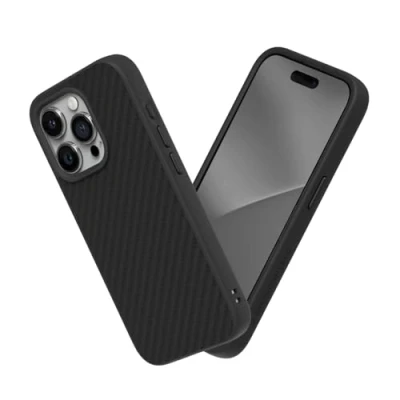 Abbildung von RhinoShield Case kompatibel mit [iPhone 15 Pro Max] SolidSuit Stoßdämpfende &amp; schlanke Schutzhülle Premium Finish 3.5 Meter Fallschutz Karbonfaser Textur