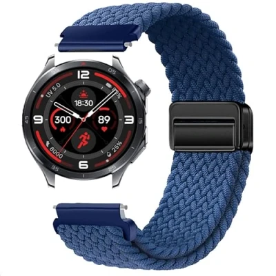 Abbildung von GIOPUEY Armband Kompatibel mit OnePlus Watch 3, Geflochtenes Nylon [Unisex] elastisch Ersatzarmband Blue