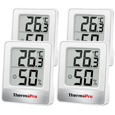 Abbildung von ThermoPro TP49W 4 digitales Mini Thermo Hygrometer Thermometer Raumthermometer er innen Temperatur und Luftfeuchtigkeitmessgerät mit Smiley Indikator