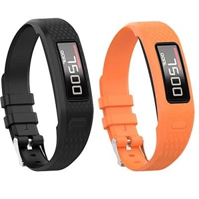 Abbildung von Yikamosi Kompatibel mit Garmin vivofit 1/vivofit 2 Armband,Soft Silikon Watch Armband Atmungsaktiv Ersatz Strap für 2(Large,Black+Orange)