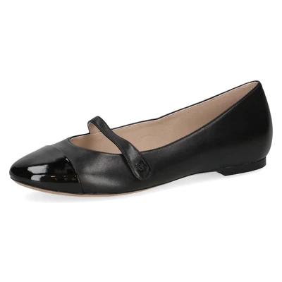 Abbildung von CAPRICE Damen Ballerinas aus Leder mit Riemen, Schwarz (Black Comb), 39 EU