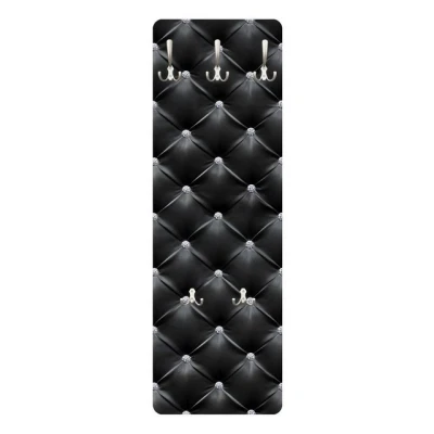 Abbildung von Bilderdepot24 Garderobenpaneel Design Muster Diamant Schwarz Luxus (ausgefallenes Flur Wandpaneel mit Garderobenhaken Kleiderhaken hängend), moderne Wandgarderobe Flurgarderobe im schmalen Hakenpaneel