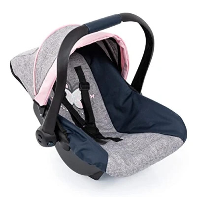 Abbildung von Bayer Puppen Autositz mit Dach, blau/grau/rosa, blau/grau/rosa