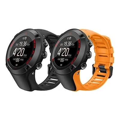 Abbildung von MoKo 2er Pack Armband Kompatibel mit Suunto Ambit 1/2/2S/2R/3/3 Sport/3 Run/3 Peak, Silikon Sportarmband atmungsaktiv Ersatz Uhrenarmband Wechselarmband, Schwarz + Orange