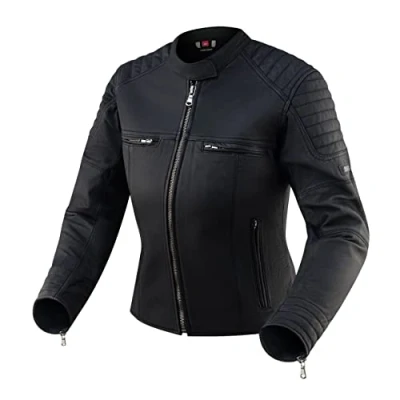 Abbildung von REBELHORN Hunter Pro Motorradjacke Damen Leder CE Level 2 Ellbogen und Schulterprotektoren Belüftungskanäle 4 Taschen