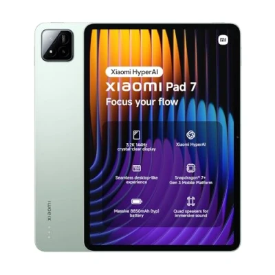 Abbildung von Xiaomi Pad 7 Tablet, 11.2 Zoll, 8+256GB, Grün, 3.2K 144Hz Display, Snapdragon 7+ Gen 3, 8850mAh Akku, 45W TurboCharge, HyperAI, Quad Lautsprecher, Nahtloses Desktop ähnliches Erlebnis