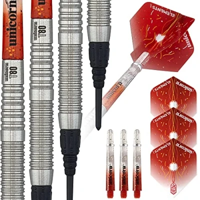 Abbildung von Unicorn Striker Dartpfeile mit weicher Spitze aus 80% Wolfram, rot, 21 g