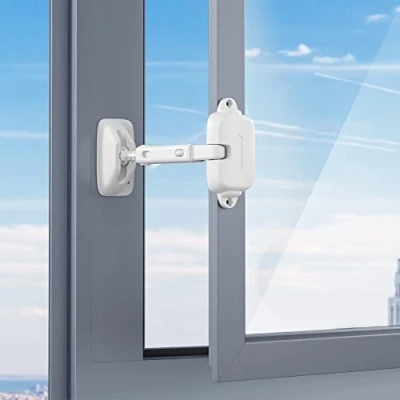 Abbildung von SAFELON Einstellbare Fensterlückengröße Baby Sicherheitsfensterbegrenzer, kindersicheres Fenstersicherheitsschloss für Kinder und Haustiere (2 Stück, Weiß)