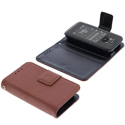 Abbildung von foto kontor Tasche kompatibel mit Dexcom G7 Hülle Book Style braun Schutzhülle Buch