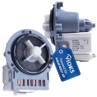 Abbildung von VIOKS Set 2x Abfluss Pumpe 40W Ersatz für Askoll Laugenpumpe M231 XP 290735 290875 AEG Electrolux 53188943574 mit Schraubenbefestigung Bügeln Whirlpool Zanussi Waschmaschine Abwasserpumpe