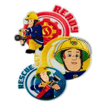 Abbildung von Catch the Patch Aufnäher Bügelbild, Aufbügler, Applikationen, Patches, Flicken, zum aufbügeln, Polyester, Feuerwehrmann Sam Ready Rescue Größe: 7,6 x 6,5 cm