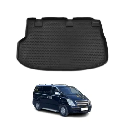 Abbildung von OMAC Kofferraummatte Kofferraumwanne kompatibel mit Hyundai H 1 2008 2024 Gummi TPE Schwarz