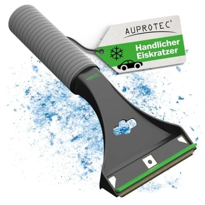 Abbildung von AUPROTEC Eiskratzer Messing/Eiskratzer Auto Messingklinge konvex &amp; Rutschfester Softgriff/Eiskratzer mit Gummilippe/Schneekratzer Auto/Scheibenkratzer Winter/Eisschaber schwarz grün