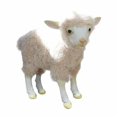 Abbildung von Loberon Deko Lamm Torell, handbemalt, täuschend echte Tierfigur mit Kunstfell, Osterfigur, Osterfest, Ostern, Osterdekoration, Polyresin, Polyester, Creme