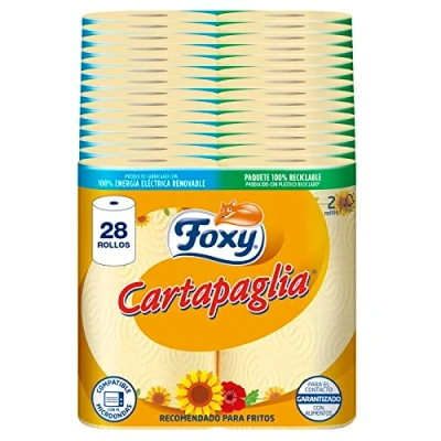 Abbildung von Foxy Cartapaglia Küchenpapier 28 Rollen Empfohlen für Frittierten Dekoriert FSC zertifiziert 100% erneuerbare elektrische Energie recycelbare Verpackung aus recyceltem Kunststoff
