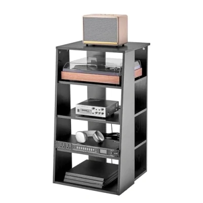 Abbildung von VEVOR 5 stufiger Medienständer, Medienständer für DVD Player/Kabelboxen/Spielekonsolen, Audio Komponentenschrank, StereoKomponenten Rackschrank, höhenverstellbarer Medienaufbewahrungsschrank