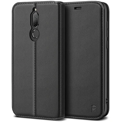 Abbildung von BEZ Handyhülle für Huawei Mate 10 Lite Hülle, Tasche Kompatibel Hülle Case Schutzhüllen aus Klappetui mit Kreditkartenhaltern, Ständer, Magnetverschluss, Schwarz