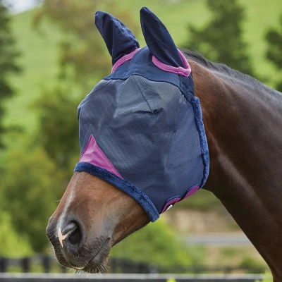 Abbildung von Weatherbeeta Fliegenmaske Comfitec Durable Mesh mit Ohren Navy/Lila Small Pony