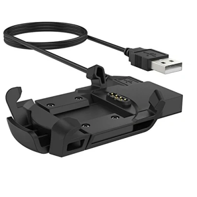 Abbildung von MoKo Ladegerät kompatibel mit Garmin Fenix 3/Fenix 3 Sapphire/Fenix HR/Quatix Smartwatch, Ladeklemme USB Ladekabel, 1 m, Schwarz