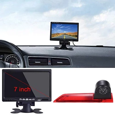 Abbildung von Rückfahrkamera Transporter + 7 Zoll TFT LCD Bildschirm Auto Monitor, Bremsleuchte Dach Set für Ford Transit Custom 2012 2016 Van