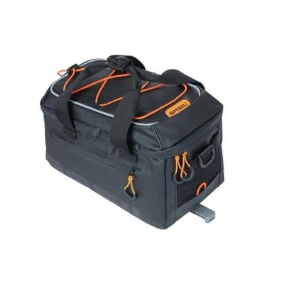 Abbildung von Basil Miles Tarpaulin Gepäckträgertasche MIK 7L, Schwarz/Orange, Wasserdicht, Inkl. abschließbarem System, Ideal für Touren und Alltag