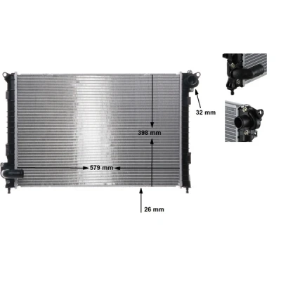 Abbildung von MAHLE ORIGINAL CR 983 000S Kühler, Motorkühlung für Fahrzeuge mit Klimaanlage 578 398 26 Kühlrippen gelötet MINI: Cabrio, Schrägheck