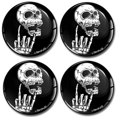Abbildung von Biomar Labs® 4 x 65mm Aufkleber 3D Silikon Totenkopf Schädel Für Radkappen Nabenkappen Radnabendeckel Rad Nabendeckel A 2765