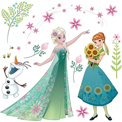 Abbildung von Komar Fensterbild &quot;Disney Fenstersticker Frozen Flower Größe 31 x cm, 2 Bogen&quot;, Selbsthaftende Adhäsionsfolie.