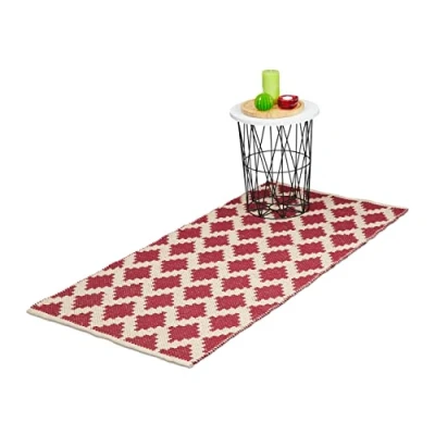 Abbildung von Läufer Baumwolle 70 x 140 cm, relaxdays, Höhe: 5 mm, Rot