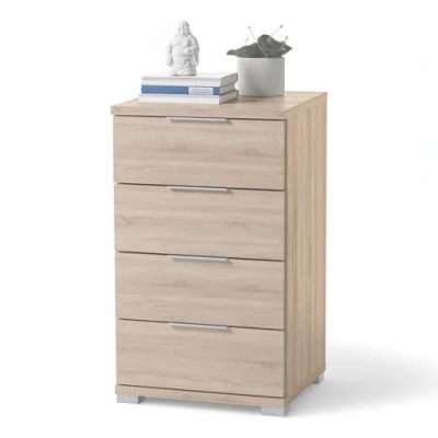 Abbildung von SMILLA Nachttisch in Eiche Sonoma Optik Moderner Nachtschrank mit Schubladen und viel Stauraum 46 x 79 42 cm (B/H/T)