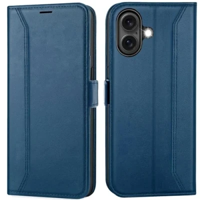 Abbildung von Verco Handyhülle für iPhone 16 Plus, Premium Klapphülle Handy Flip Case Apple Plus Hülle Book Tasche, Blau