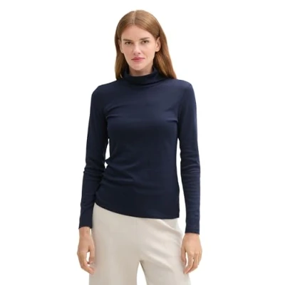 Abbildung von TOM Tailor MIT Rollkragen Langarmshirt, Damen, Größe: XXL, Sky captain blue