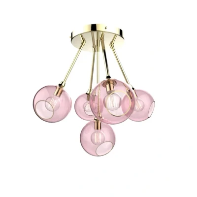 Abbildung von Deckenleuchte Ballroom Molecule, rosa, Glas, 5 flammig