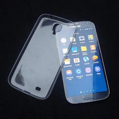 Abbildung von MASILY Silikon Handyhülle Schutz Hülle Samsung Galaxy S4 Mini Case Cover Transparent Bumper Tasche Klar Clear
