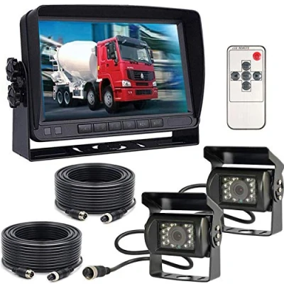 Abbildung von 12 V 24 4 poliges Auto Rückfahrkamerasystem für Wohnmobil, Bus, Anhänger, LKW, 17,8 cm (7 Zoll), TFT LCD HD Farb Monitor mit 2 18 LEDs, Nachtsicht, wasserdicht, Rückfahrkamera