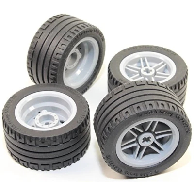 Abbildung von LEGO Technic Mindstorm 8 teiliges Rad und Reifenset Kompatibel mit Mindstorms NXT EV3 Enthält 4 Reifen 44309 Felgen 56145 Ideal für Roboter Fahrzeugkonstruktionen