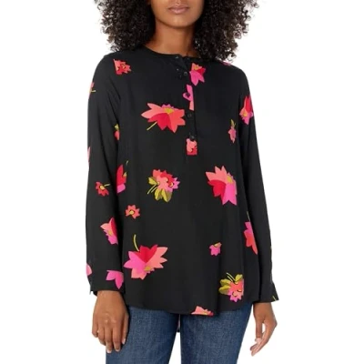 Abbildung von Amazon Essentials Damen Gewebte Langarmbluse, Schwarz Rosa Floral, S