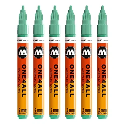 Abbildung von Molotow One4All 127HS Acryl Marker (2,0 mm Strichstärke, hochdeckend und permanent, UV beständig, für fast alle Untergründe) 6 Stück Farbe 234 calypso mittel