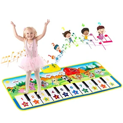 Abbildung von EXTSUD Spielmatte Klaviermatte Kinderspielzeug Mädchen Kleinkinder Baby Spielzeug (Klaviertastatur Keyboard Musikmatte Tanzmatten, Kindergeburtstag Geschenk), für Jungen Kleinkinder,Baby ab 1 Jahr